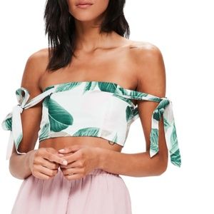 Misguided Tropical Print Off the Shoulder Top. Sz. US 8/UK 12- Nordstrom worn 1